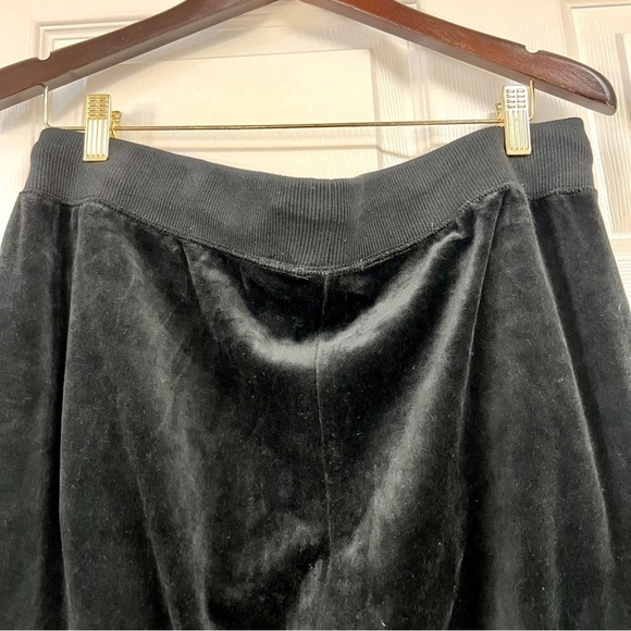 MICHAEL KORS Y2K Black Velvet Velour Lounge Pants Wide Leg L pockets pull on - Picture 9 of 10